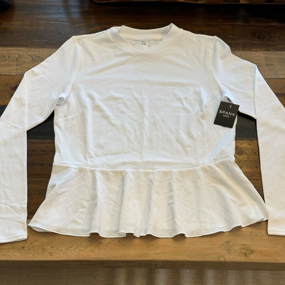 Spanx White Peplum Swim Top for Women